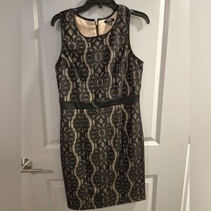 XOXO Black and Cream Lace Midi Dress